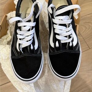 Vans Black and White Old Skool Low-Top Sneakers